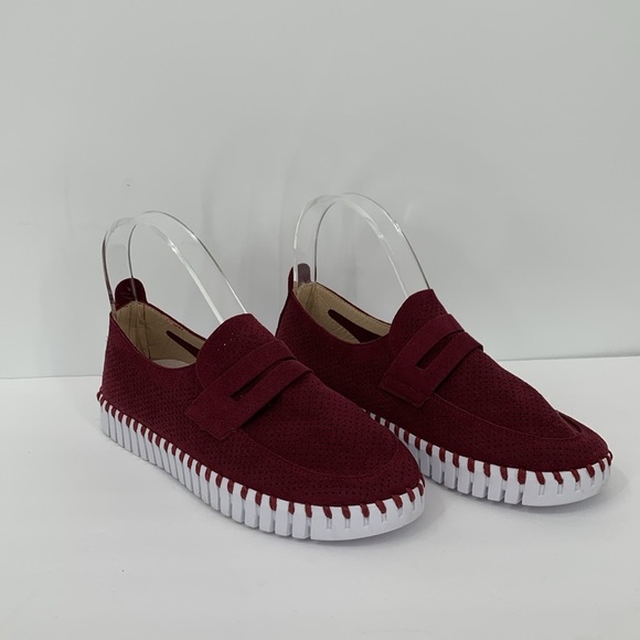 Ilse Jacobsen Tulipu penny loafer shoe red wine white platform comfort 36 6 - Picture 2 of 6